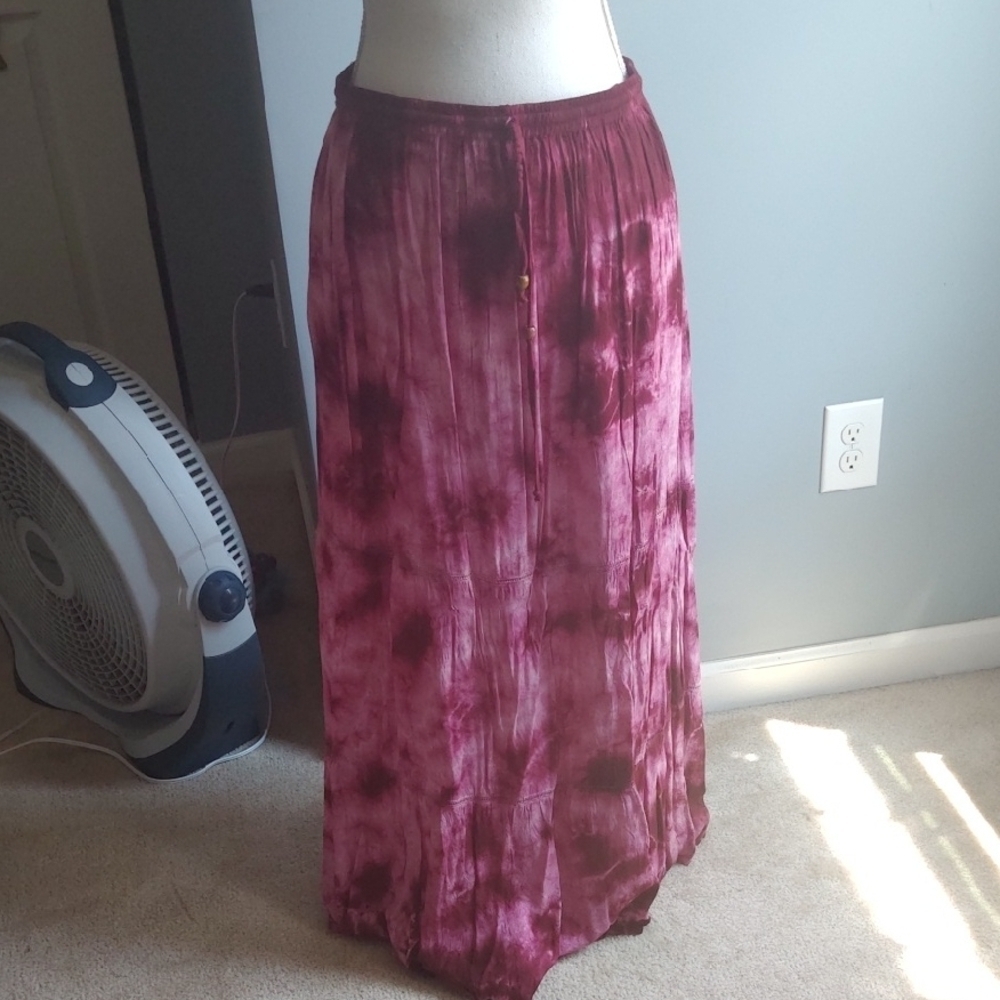 Boho tie-Dye purple Maxi Skirt - Picture 1 of 4